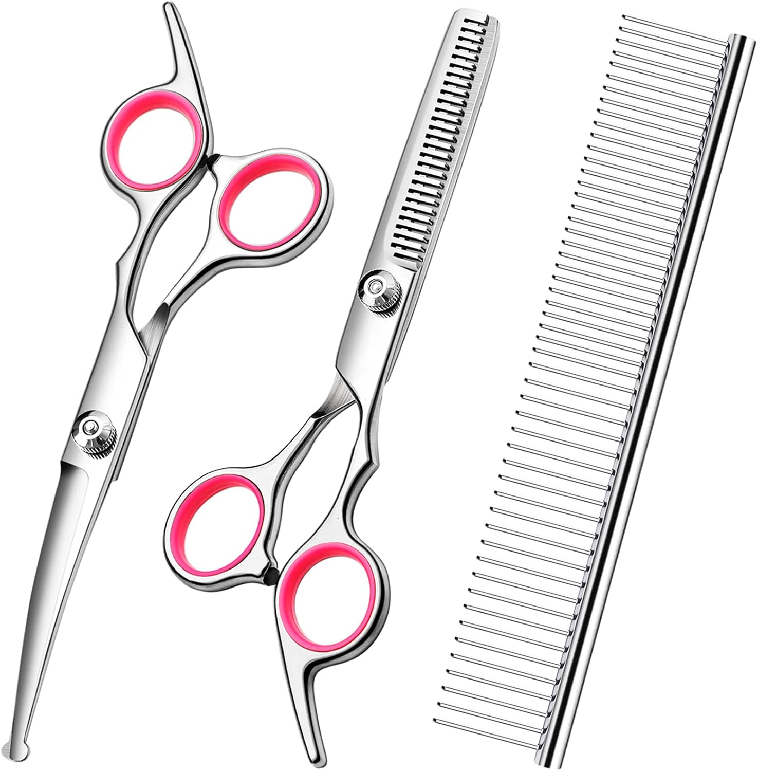 Professional Dog Grooming Scissors Set – Stainless Steel Shears with Round Tips & Comb for Dogs & Cats