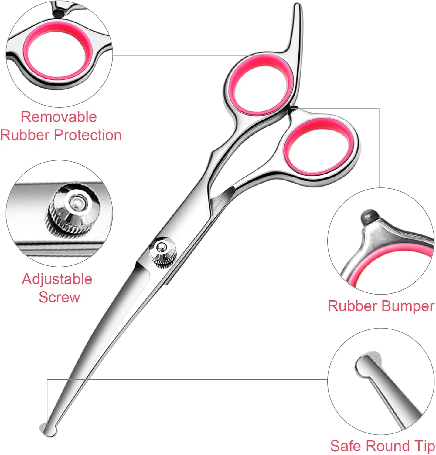 Professional Dog Grooming Scissors Set – Stainless Steel Shears with Round Tips & Comb for Dogs & Cats - Image 2